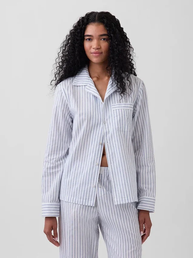 Pyjamahemd aus Popeline