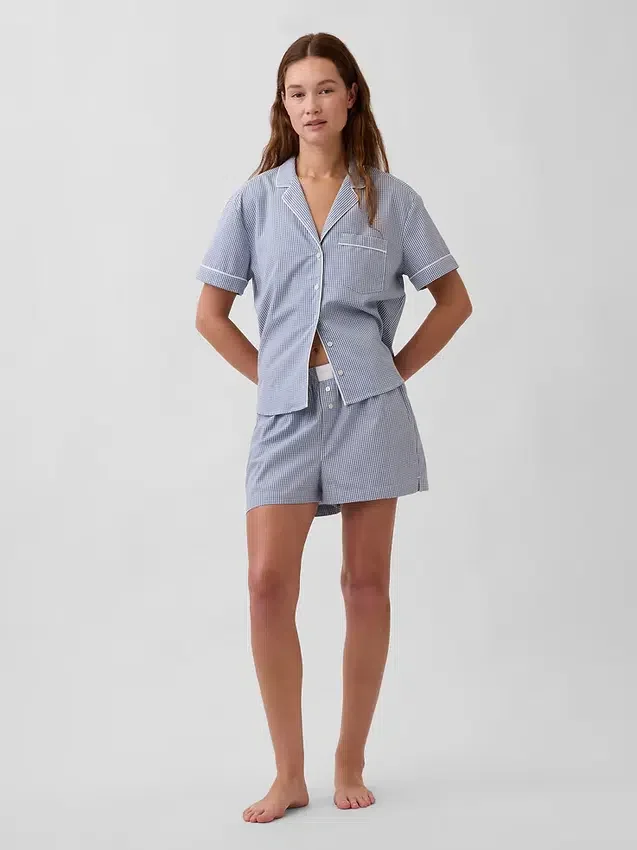 Pyjamahemd aus Popeline