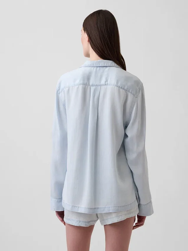 Pyjamahemd aus Popeline