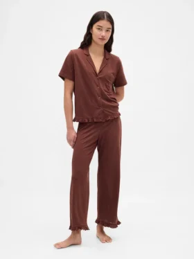 Pyjamahemd mit Rüschen