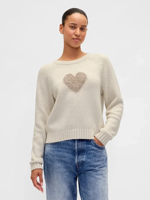 Raglan-Pullover mit Rundhalsausschnitt aus Baumwollmischung