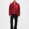 Recycelte Sherpa-Jacke mit übergroßem Logo und Reißverschluss
