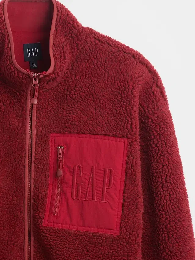 Recycelte Sherpa-Jacke mit übergroßem Logo und Reißverschluss