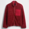 Recycelte Sherpa-Jacke mit übergroßem Logo und Reißverschluss