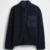 Recycelte Sherpa-Jacke mit übergroßem Logo und Reißverschluss