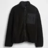 Recycelte Sherpa-Jacke mit übergroßem Logo und Reißverschluss