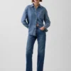 Relaxed Straight Jeans mit mittlerer Leibhöhe und gespaltenem Saum