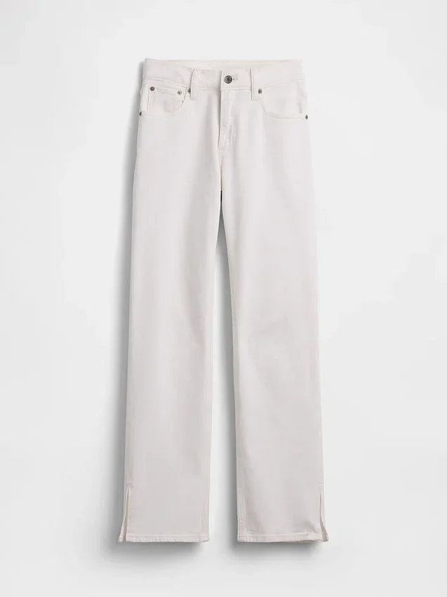 Relaxed Straight Jeans mit mittlerer Leibhöhe und gespaltenem Saum