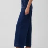 Sailor-Jeans mit hoher Leibhöhe, weitem Bein und Knöchellänge