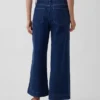 Sailor-Jeans mit hoher Leibhöhe, weitem Bein und Knöchellänge
