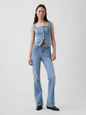 Sailor-Jeans mit niedriger Leibhöhe, lang und schmal geschnitten
