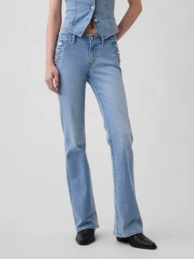 Sailor-Jeans mit niedriger Leibhöhe, lang und schmal geschnitten