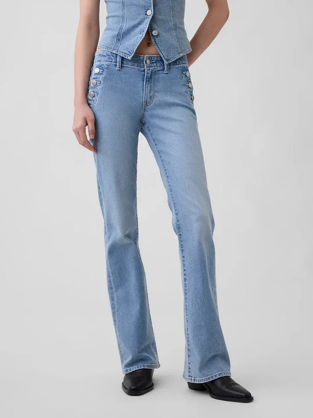 Sailor-Jeans mit niedriger Leibhöhe, lang und schmal geschnitten