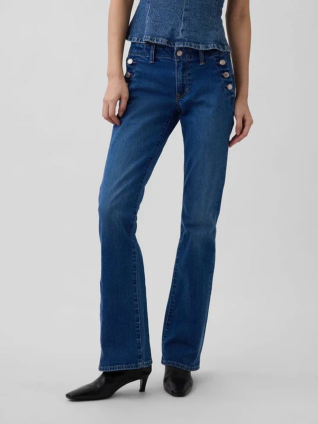Sailor-Jeans mit niedriger Leibhöhe, lang und schmal geschnitten