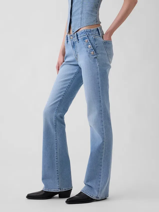 Sailor-Jeans mit niedriger Leibhöhe, lang und schmal geschnitten