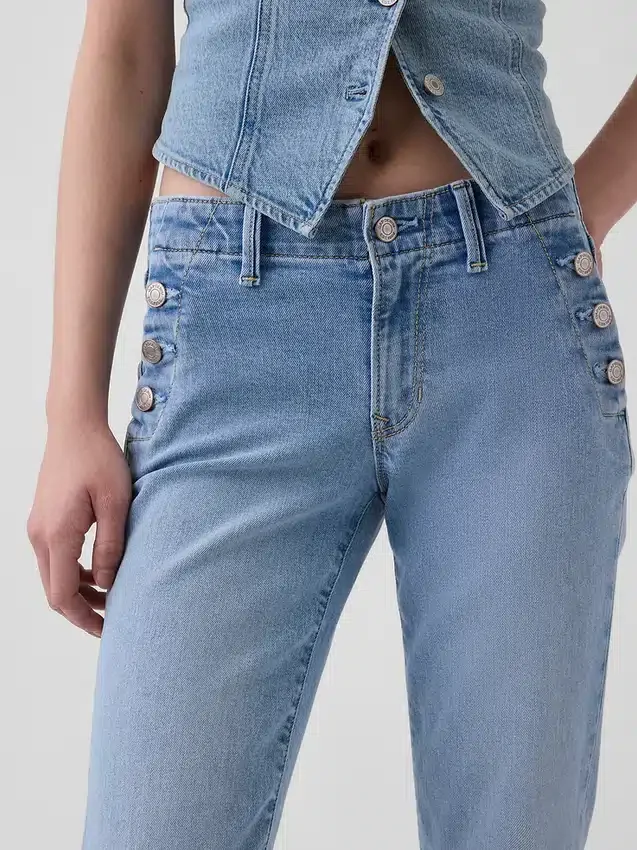 Sailor-Jeans mit niedriger Leibhöhe, lang und schmal geschnitten