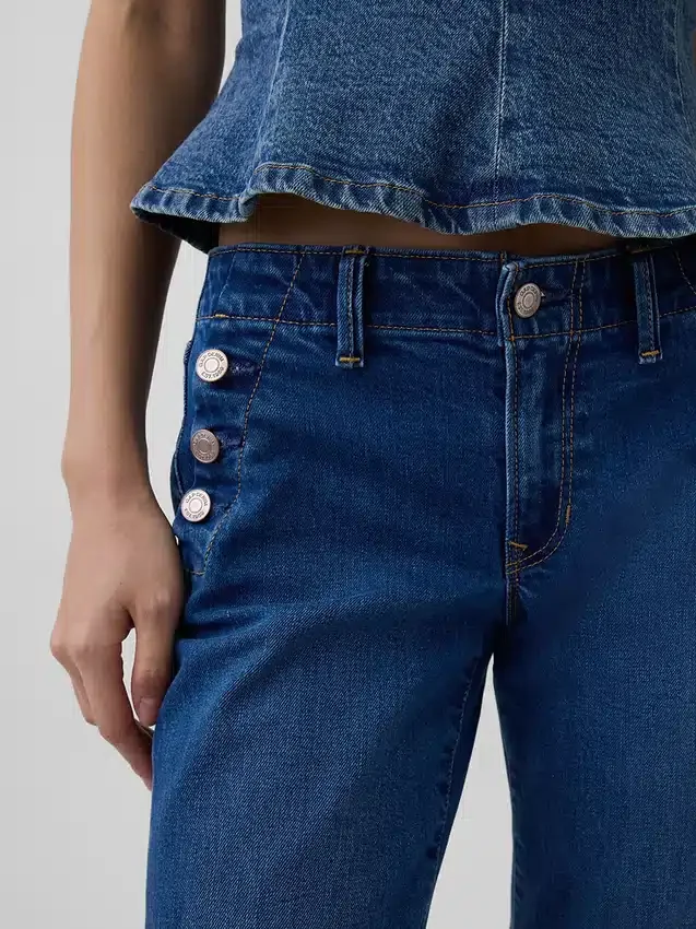 Sailor-Jeans mit niedriger Leibhöhe, lang und schmal geschnitten