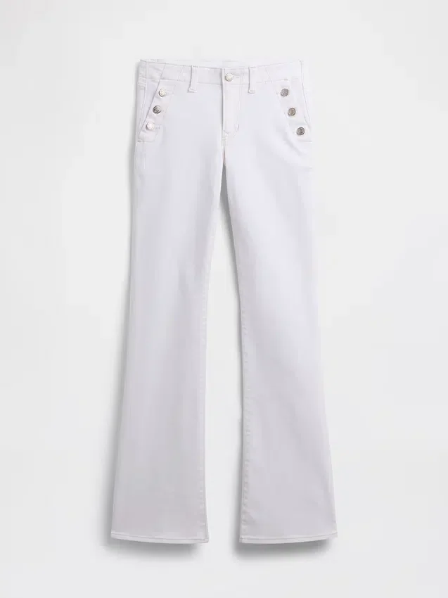 Sailor-Jeans mit niedriger Leibhöhe, lang und schmal geschnitten