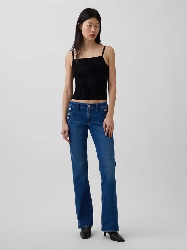 Sailor-Jeans mit niedriger Leibhöhe, lang und schmal geschnitten