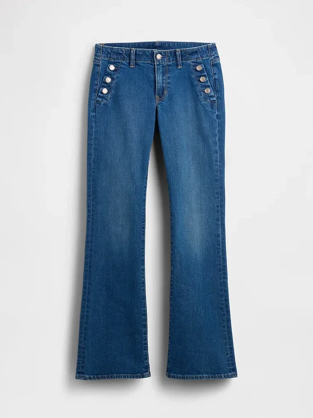 Sailor-Jeans mit niedriger Leibhöhe, lang und schmal geschnitten