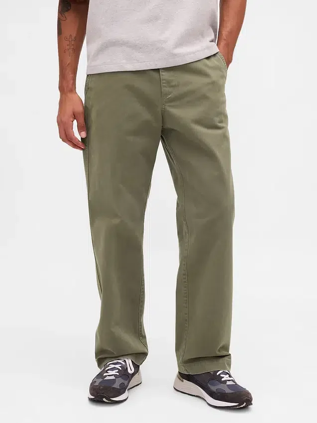 Schwere Twill-Khakihose im 90er-Jahre-Stil mit lockerer Passform