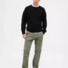 Schwere Twill-Khakihose in lockerer, gerader Passform