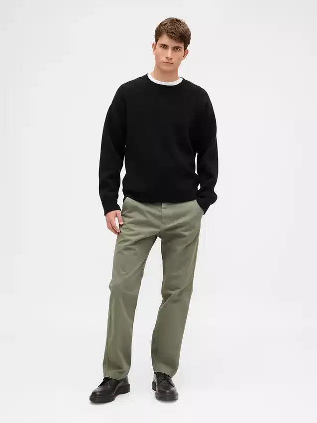 Schwere Twill-Khakihose in lockerer, gerader Passform