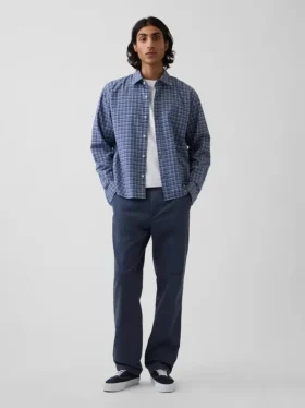 Schwere Twill-Khakihose in lockerer, gerader Passform
