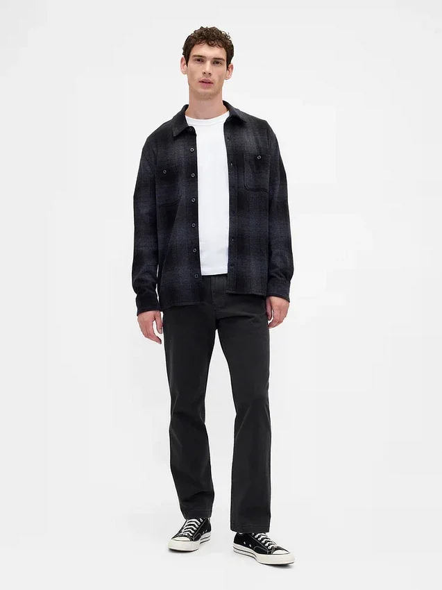 Schwere Twill-Khakihose in lockerer, gerader Passform