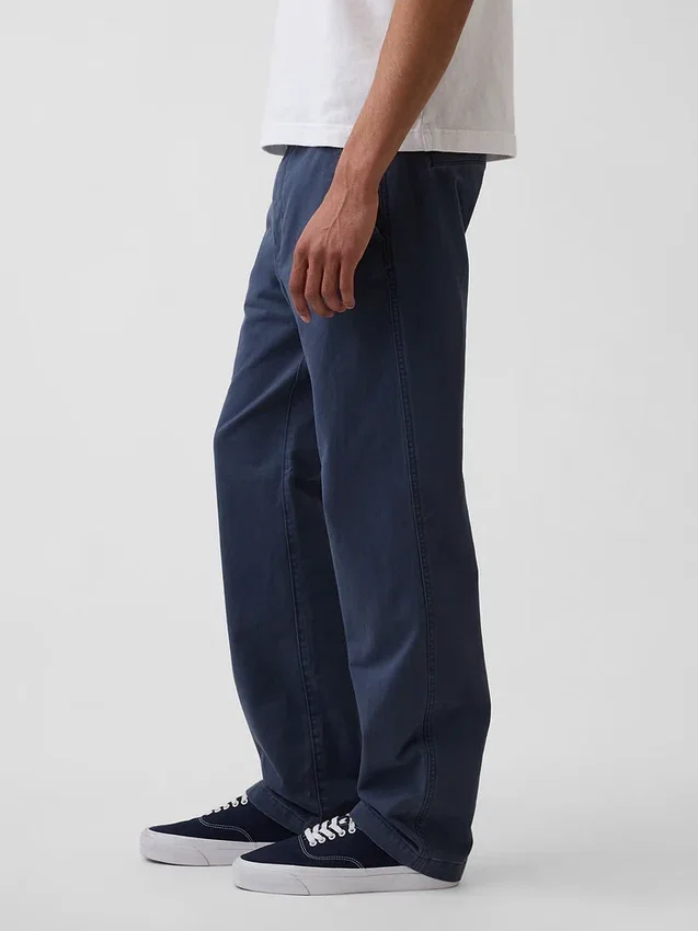 Schwere Twill-Khakihose in lockerer, gerader Passform