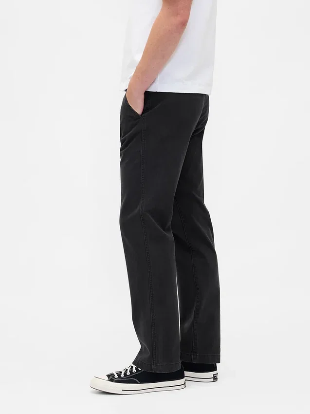 Schwere Twill-Khakihose in lockerer, gerader Passform