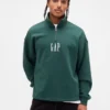 Schwerer, übergroßer Pullover mit Logo und Viertelreißverschluss