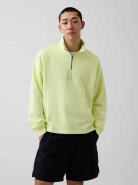 Schwerer, übergroßer Pullover mit Logo und Viertelreißverschluss
