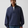 Schwerer, übergroßer Pullover mit Logo und Viertelreißverschluss