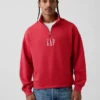 Schwerer, übergroßer Pullover mit Logo und Viertelreißverschluss