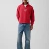 Schwerer, übergroßer Pullover mit Logo und Viertelreißverschluss
