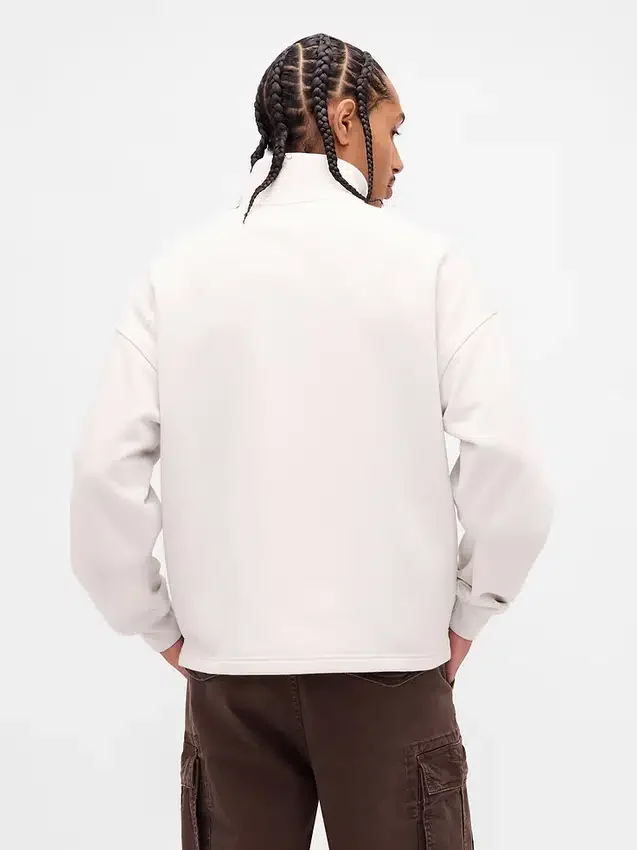 Schwerer, übergroßer Pullover mit Logo und Viertelreißverschluss