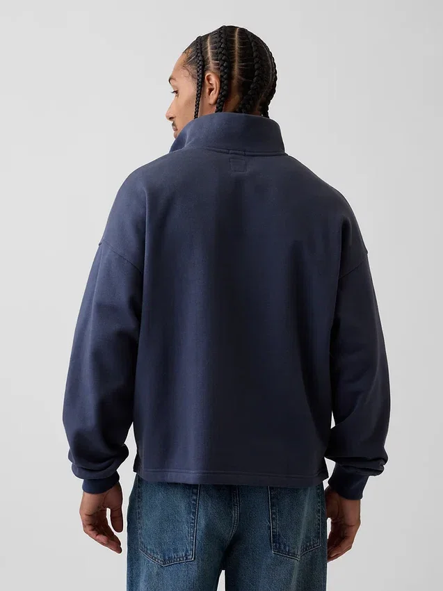 Schwerer, übergroßer Pullover mit Logo und Viertelreißverschluss