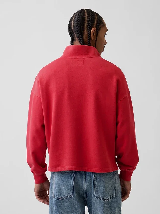 Schwerer, übergroßer Pullover mit Logo und Viertelreißverschluss