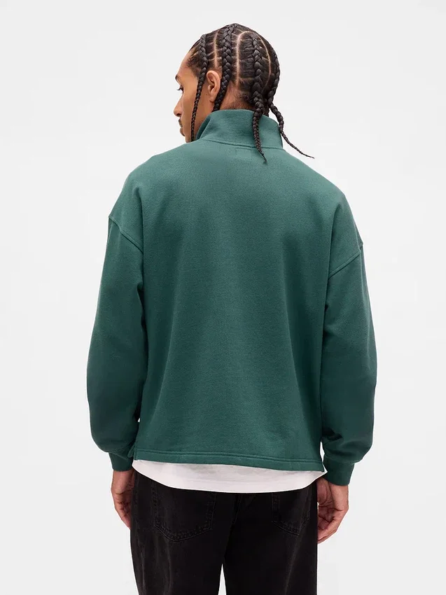 Schwerer, übergroßer Pullover mit Logo und Viertelreißverschluss