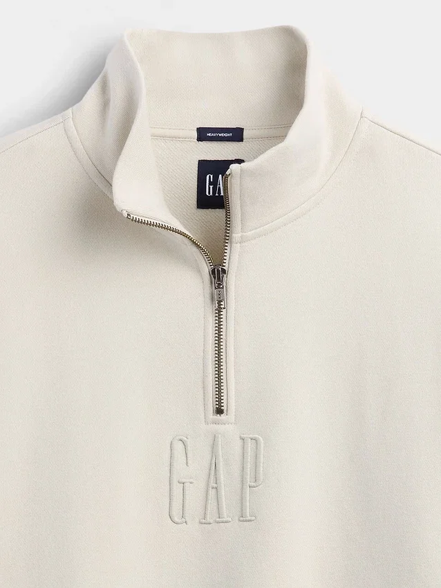 Schwerer, übergroßer Pullover mit Logo und Viertelreißverschluss