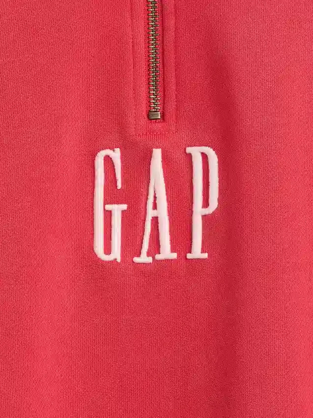 Schwerer, übergroßer Pullover mit Logo und Viertelreißverschluss