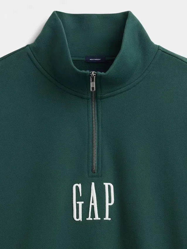 Schwerer, übergroßer Pullover mit Logo und Viertelreißverschluss
