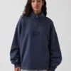 Schwerer, übergroßer Pullover mit Logo und Viertelreißverschluss