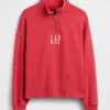 Schwerer, übergroßer Pullover mit Logo und Viertelreißverschluss