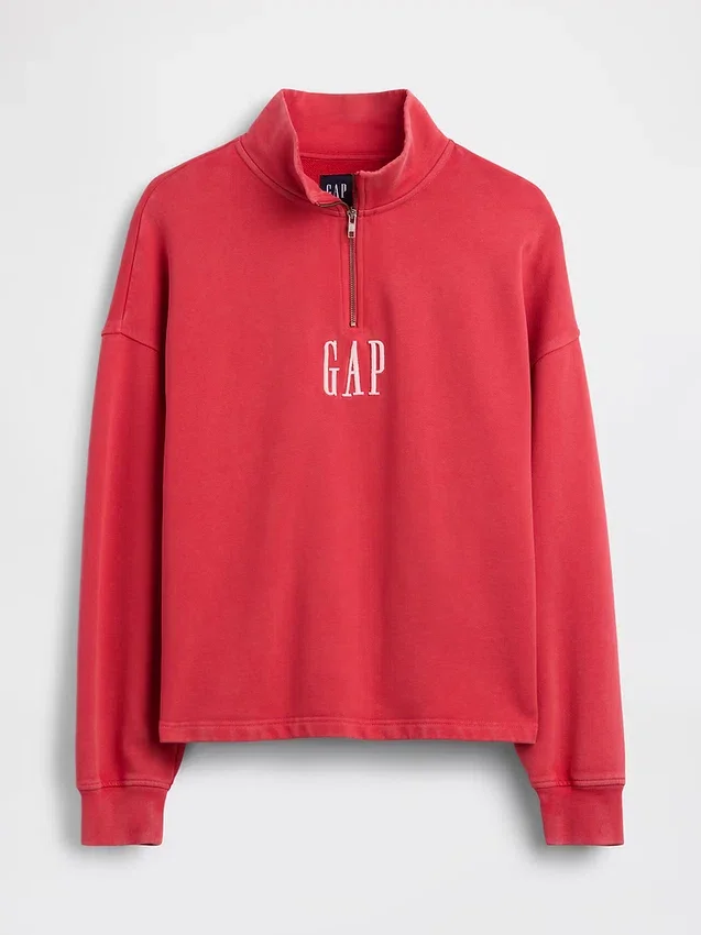Schwerer, übergroßer Pullover mit Logo und Viertelreißverschluss