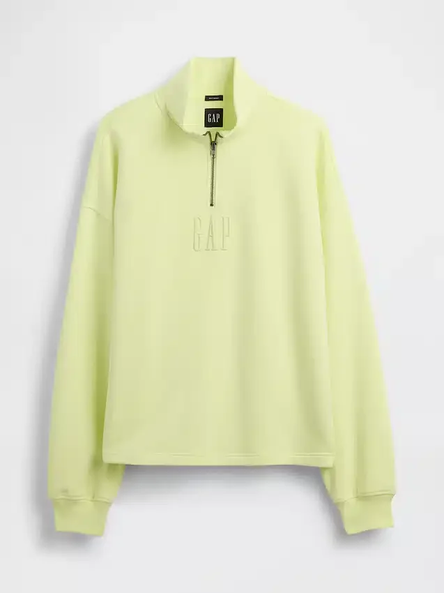 Schwerer, übergroßer Pullover mit Logo und Viertelreißverschluss