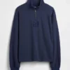 Schwerer, übergroßer Pullover mit Logo und Viertelreißverschluss