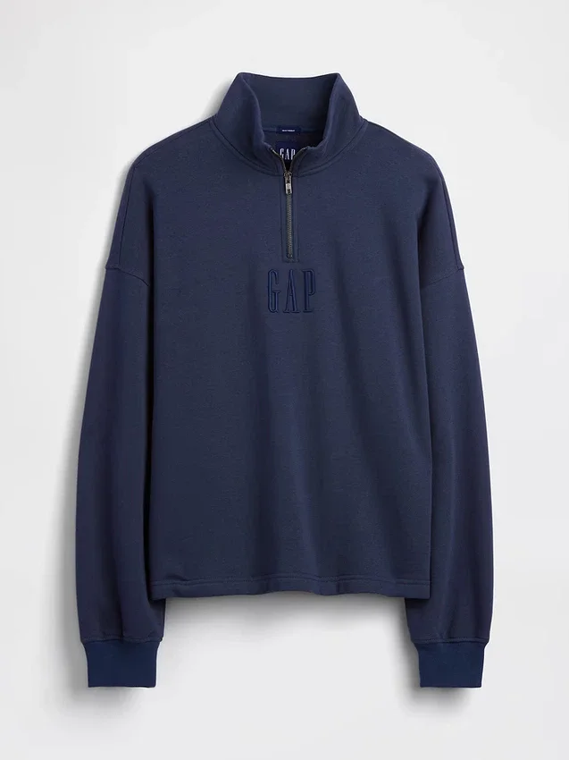 Schwerer, übergroßer Pullover mit Logo und Viertelreißverschluss