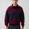 Schwerer, übergroßer Pullover mit Streifenmuster und halbem Reißverschluss